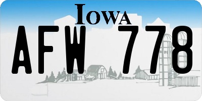 IA license plate AFW778