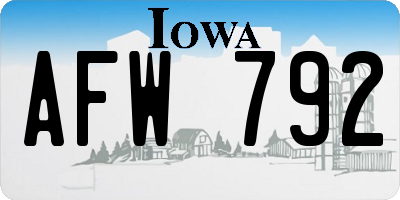 IA license plate AFW792