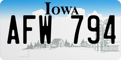 IA license plate AFW794