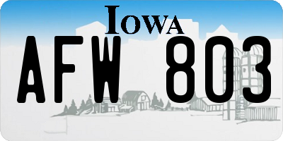 IA license plate AFW803