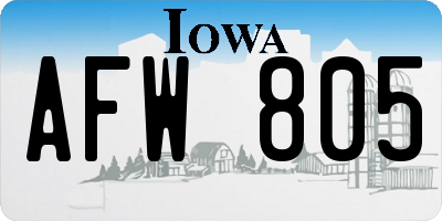 IA license plate AFW805
