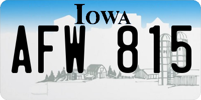 IA license plate AFW815