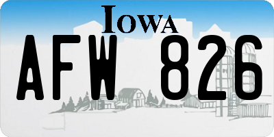 IA license plate AFW826