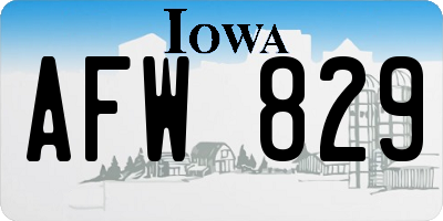 IA license plate AFW829