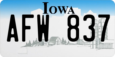 IA license plate AFW837