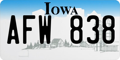 IA license plate AFW838