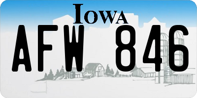 IA license plate AFW846