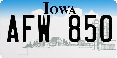 IA license plate AFW850