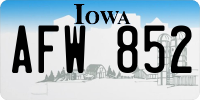 IA license plate AFW852