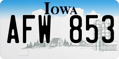 IA license plate AFW853
