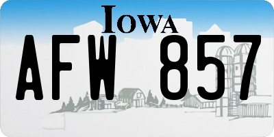 IA license plate AFW857