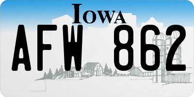 IA license plate AFW862