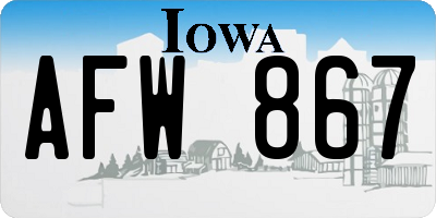 IA license plate AFW867