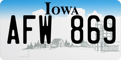 IA license plate AFW869