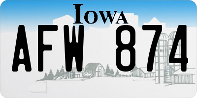 IA license plate AFW874