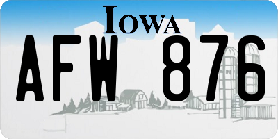 IA license plate AFW876