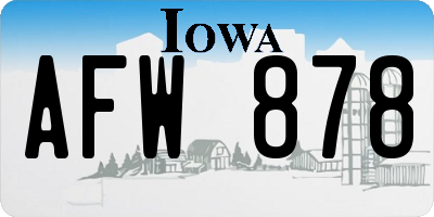 IA license plate AFW878