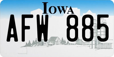 IA license plate AFW885