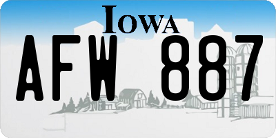 IA license plate AFW887