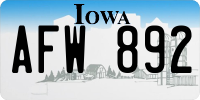 IA license plate AFW892