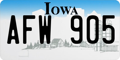 IA license plate AFW905