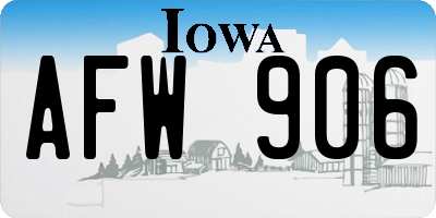 IA license plate AFW906
