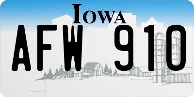 IA license plate AFW910
