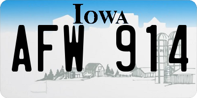 IA license plate AFW914