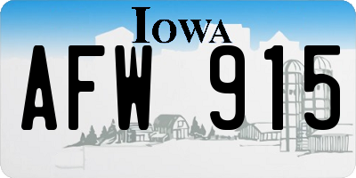 IA license plate AFW915