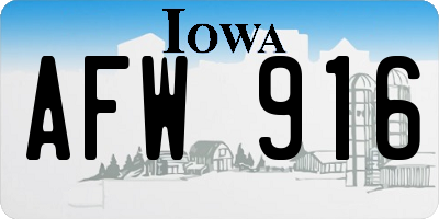 IA license plate AFW916