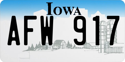 IA license plate AFW917