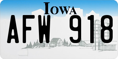 IA license plate AFW918