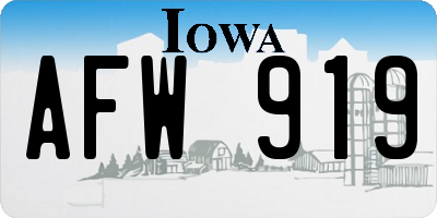 IA license plate AFW919