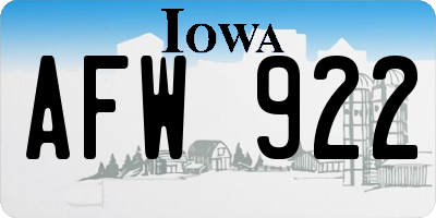 IA license plate AFW922