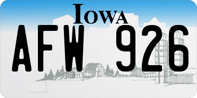 IA license plate AFW926