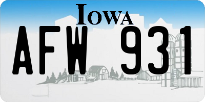 IA license plate AFW931