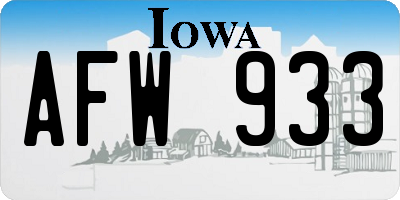 IA license plate AFW933