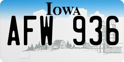 IA license plate AFW936