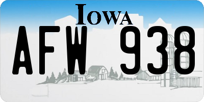 IA license plate AFW938
