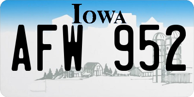 IA license plate AFW952