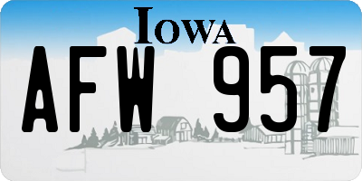 IA license plate AFW957