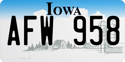 IA license plate AFW958