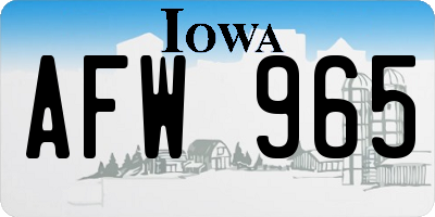 IA license plate AFW965