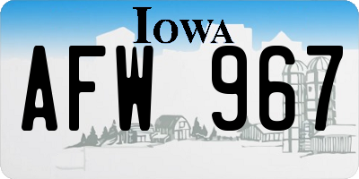 IA license plate AFW967