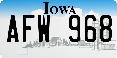 IA license plate AFW968