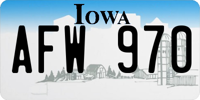 IA license plate AFW970