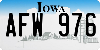 IA license plate AFW976