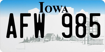 IA license plate AFW985