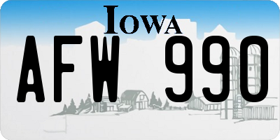 IA license plate AFW990