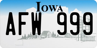 IA license plate AFW999